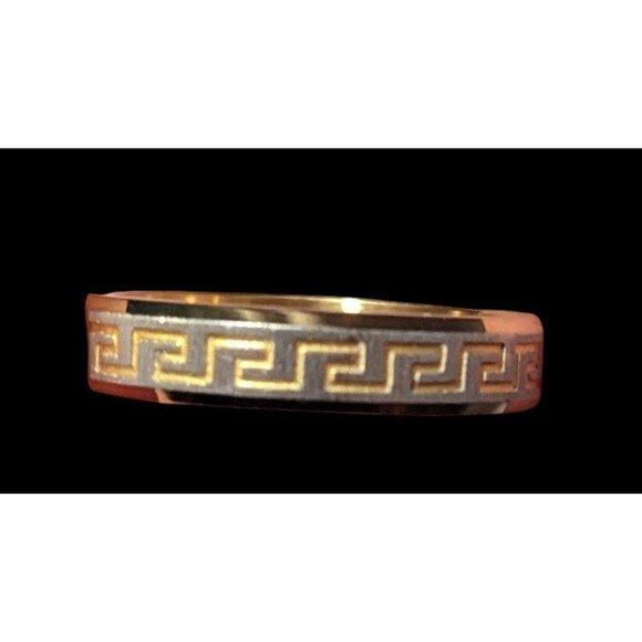 Jewelry - Stainless Steel Greek Key Engraved Gold Tone Fashion Ring Size 6